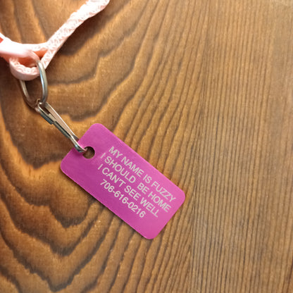 Dark Pink Rectangular Pet Tag