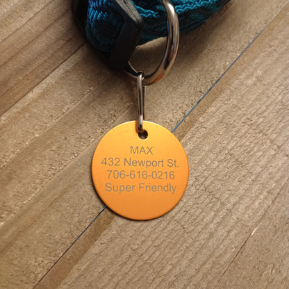 Yellow Round Pet Tag (1.4 inch)