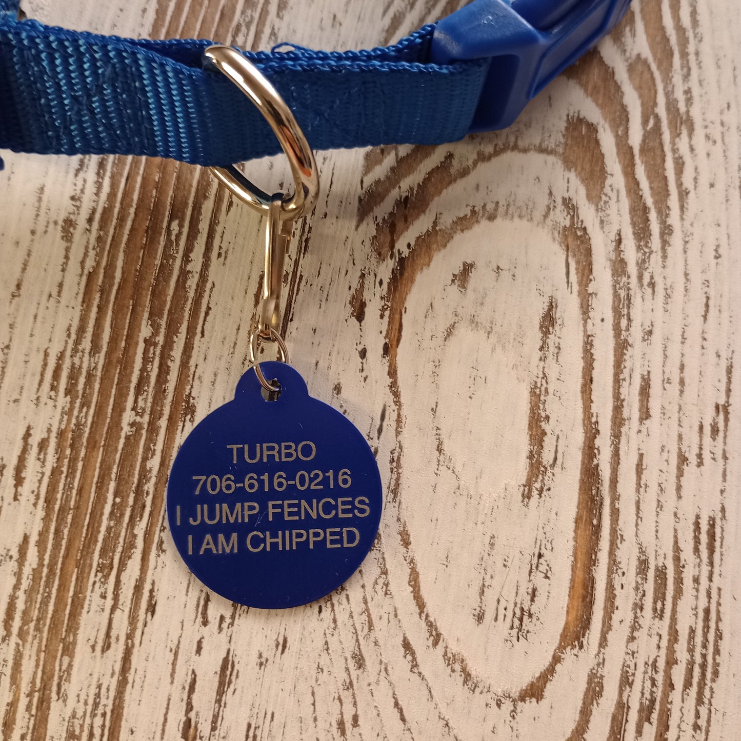 Blue Round Pet Tag 1.25 inch