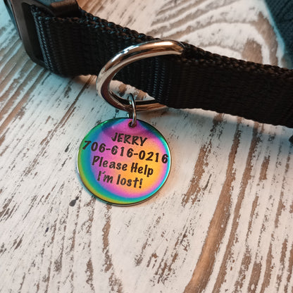 1 inch Iridescent Round Pet Tag