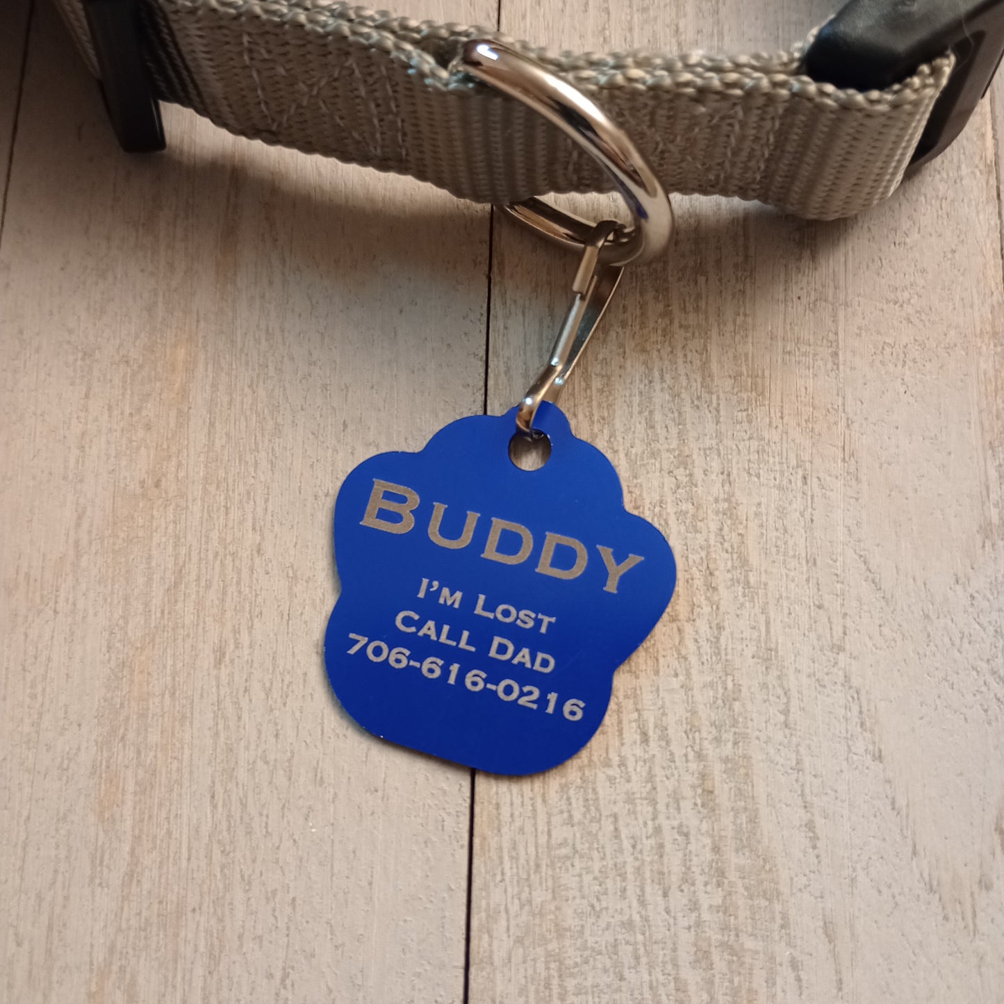 Dark Blue Large Paw Pet Tag (1.4 inch)