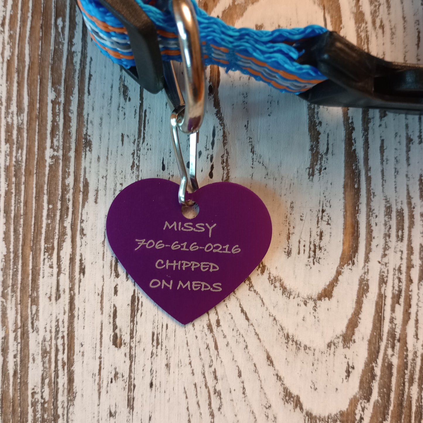 Purple Heart Shaped Pet Tag