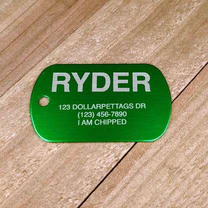 Green Military Style Pet Tag