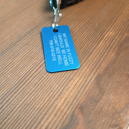 Light Blue Rectangular Pet Tag