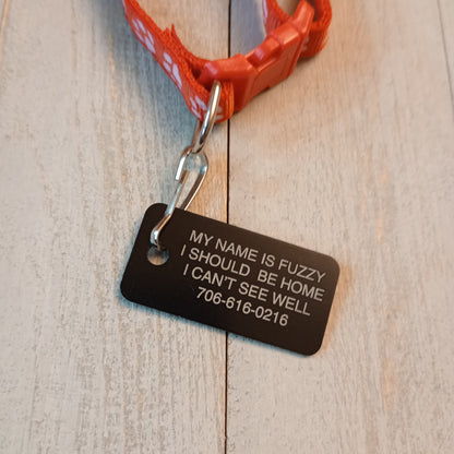 Black Rectangular Pet Tag