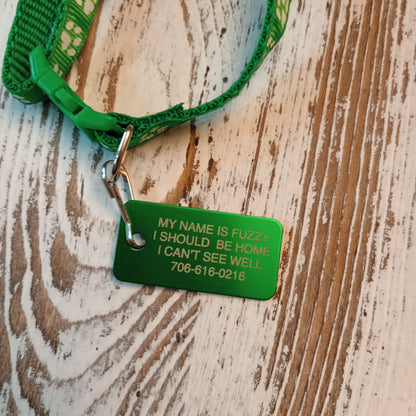 Green Rectangular Pet Tag,