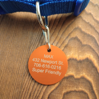 Orange Round Pet Tag (1.4 inch)