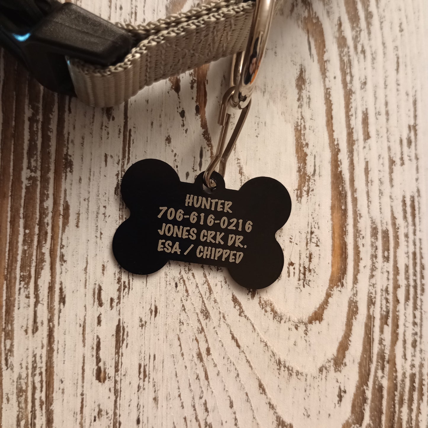 Black Bone Shaped Pet Tag