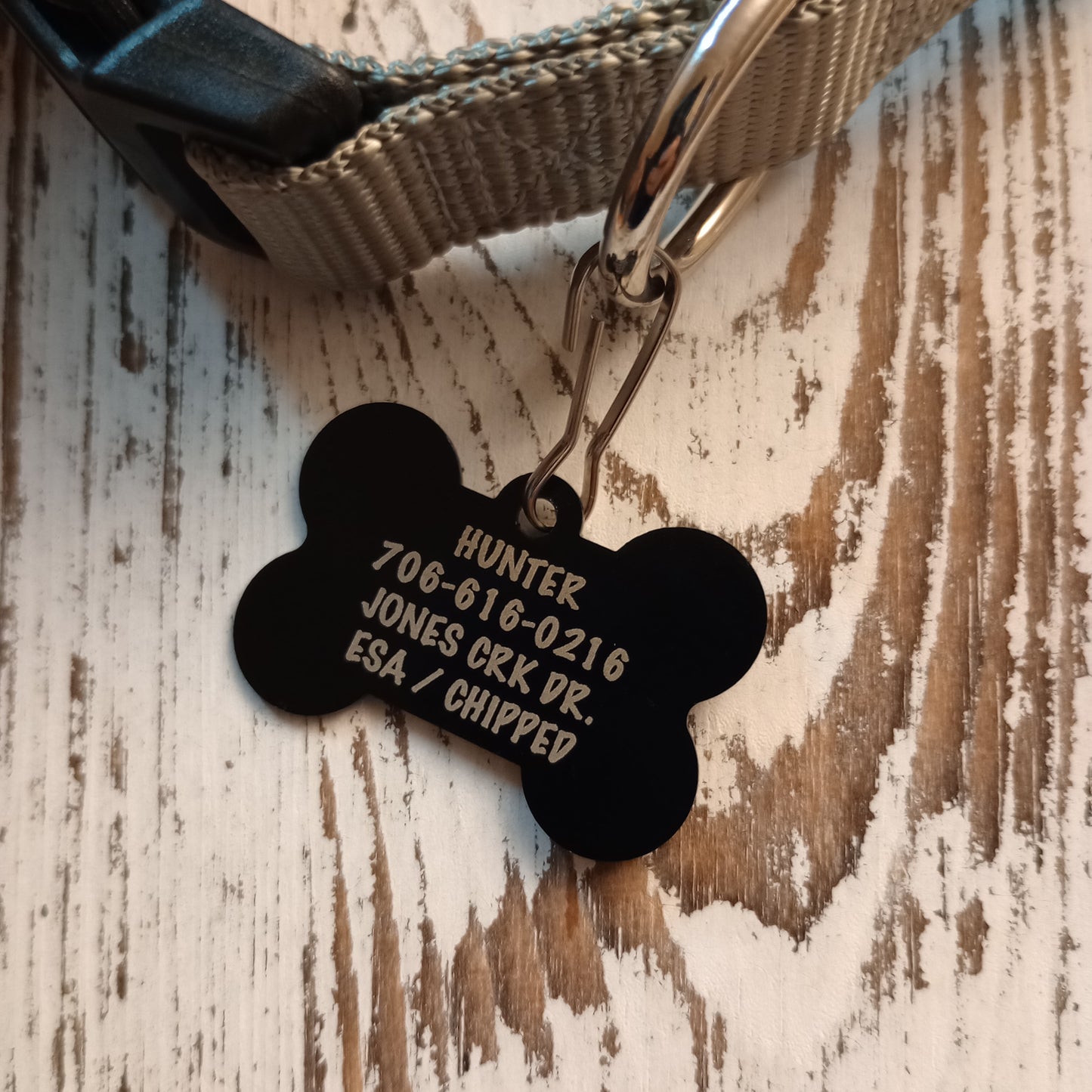 Black Bone Shaped Pet Tag