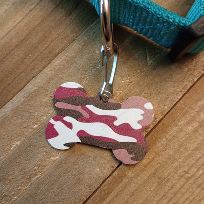 Pink Camo Bone Shaped Pet Tag