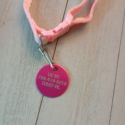 Dark Pink Round Pet Tag