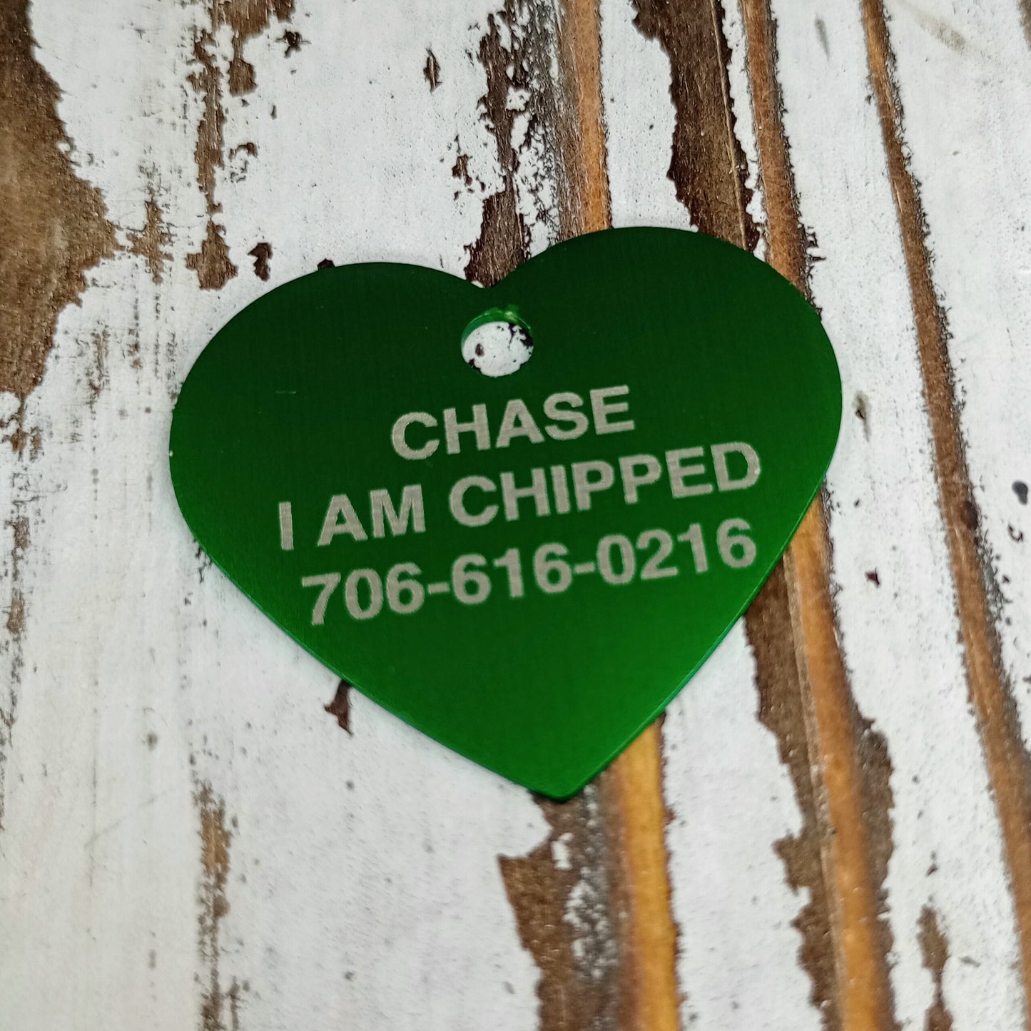 Green Heart Shaped Pet Tag