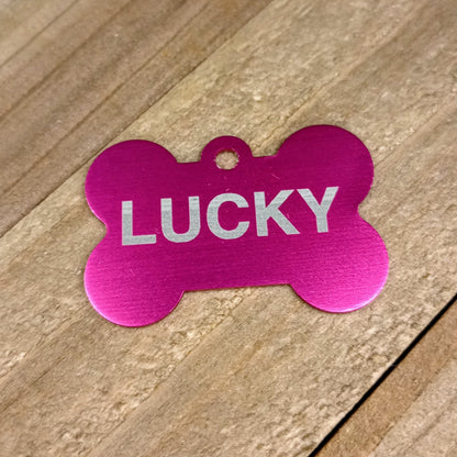 Dark Pink Bone Shaped Pet Tag