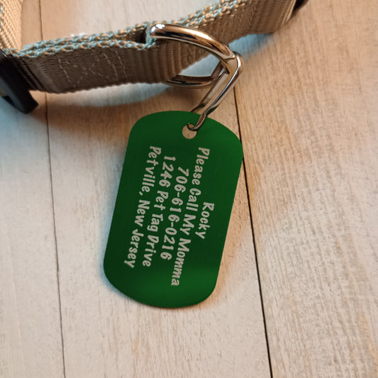 Green Military Style Pet Tag