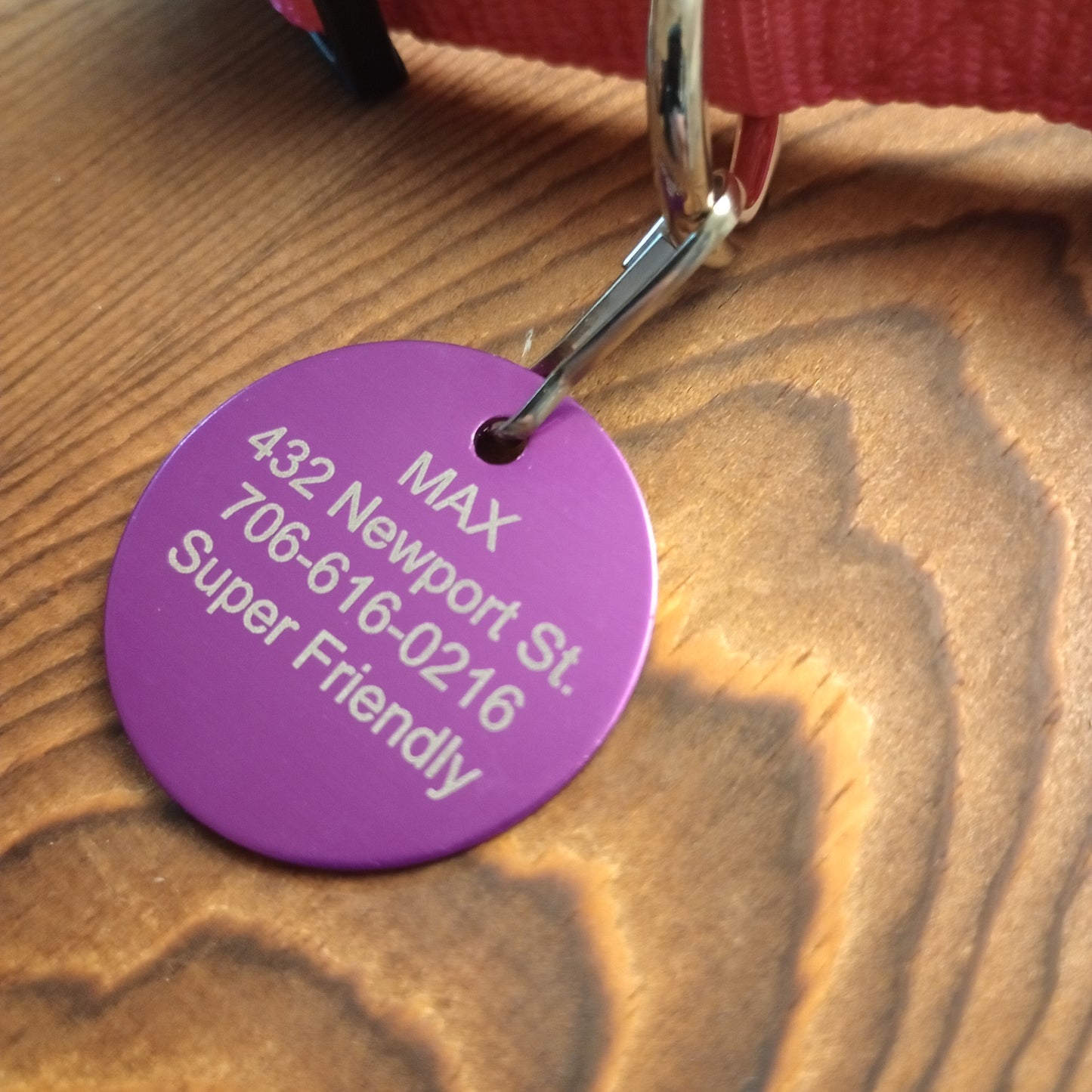 Purple Round Pet Tag (1.4 inch)