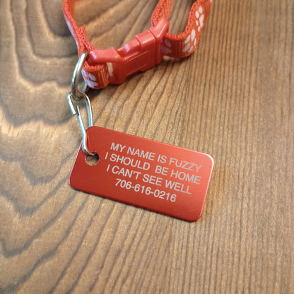 Red Rectangular Pet Tag.