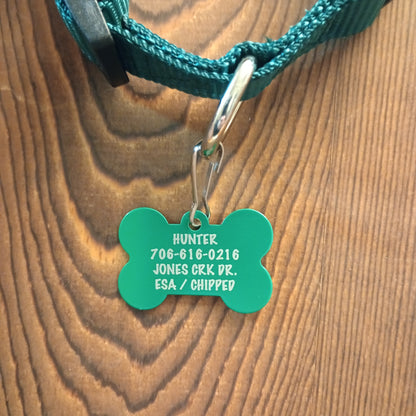 Green Bone Shaped Pet Tag.