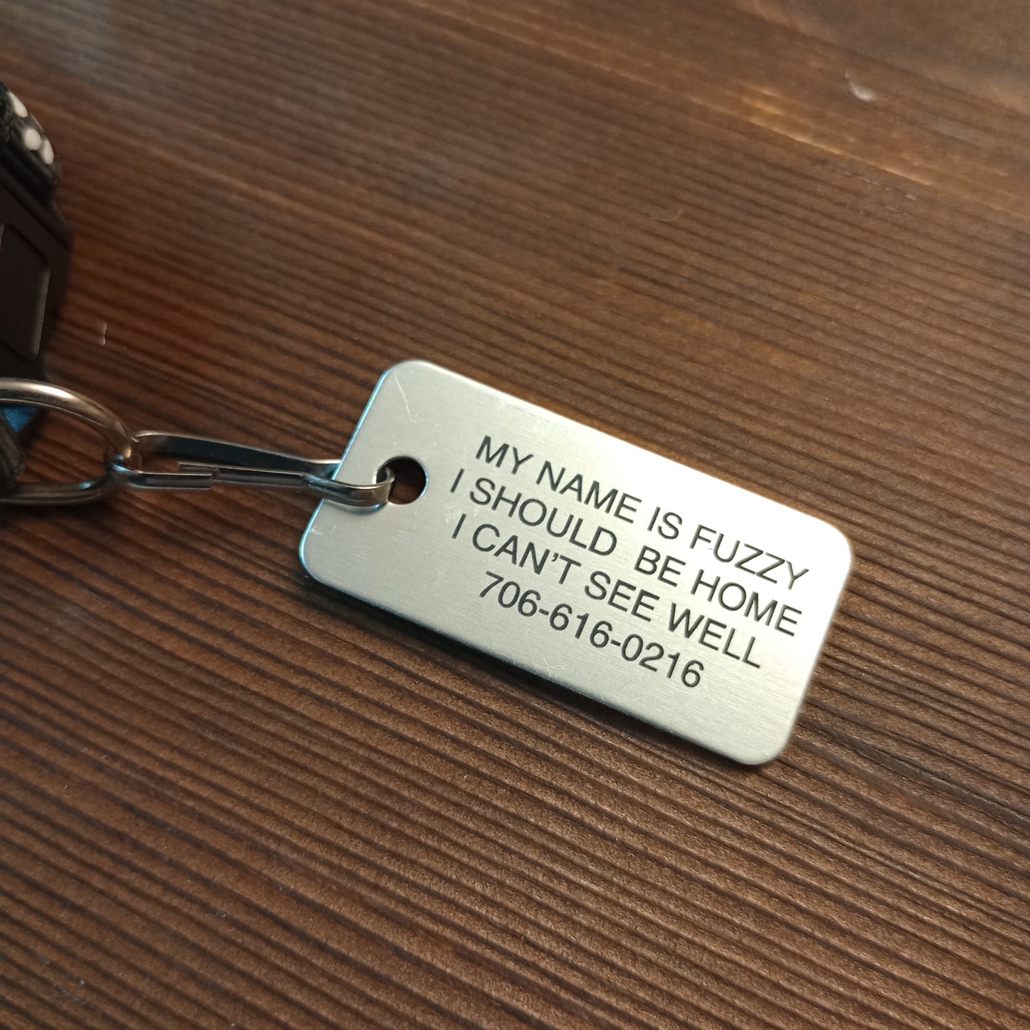 Silver Colored Rectangular Pet Tag