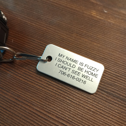 Silver Colored Rectangular Pet Tag