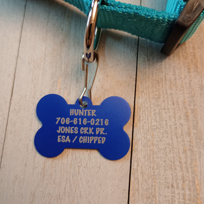 Dark Blue Bone Shaped Pet Tag