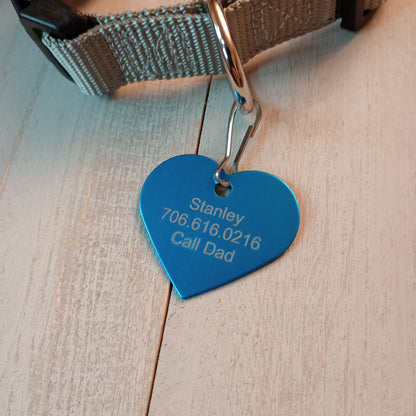 Light Blue Heart Shaped Pet Tag