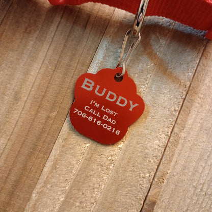 Red Large Paw Pet Tag (1.4 inch)