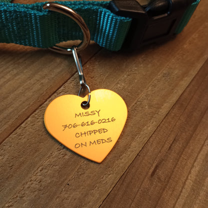 Yellow Heart Shaped Pet Tag