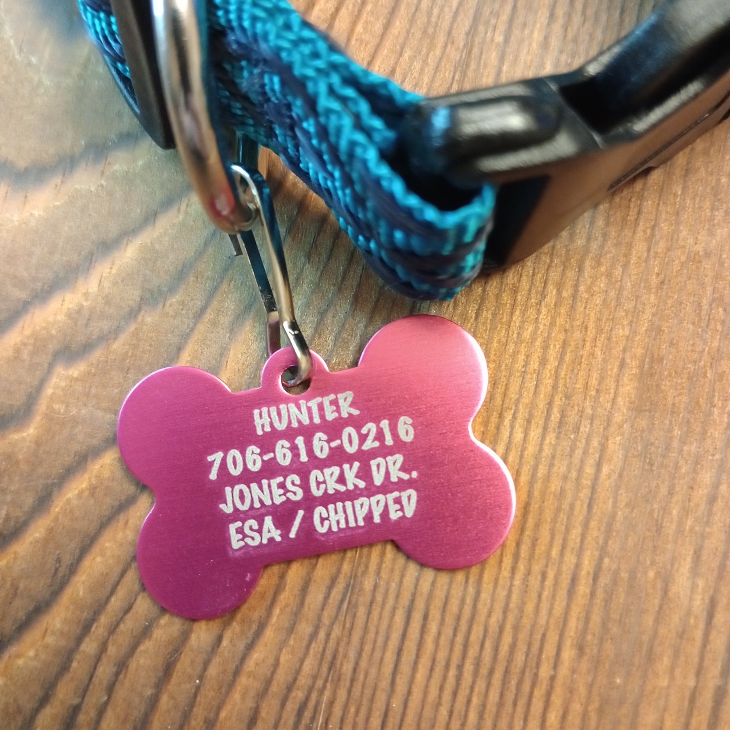 Dark Pink Bone Shaped Pet Tag