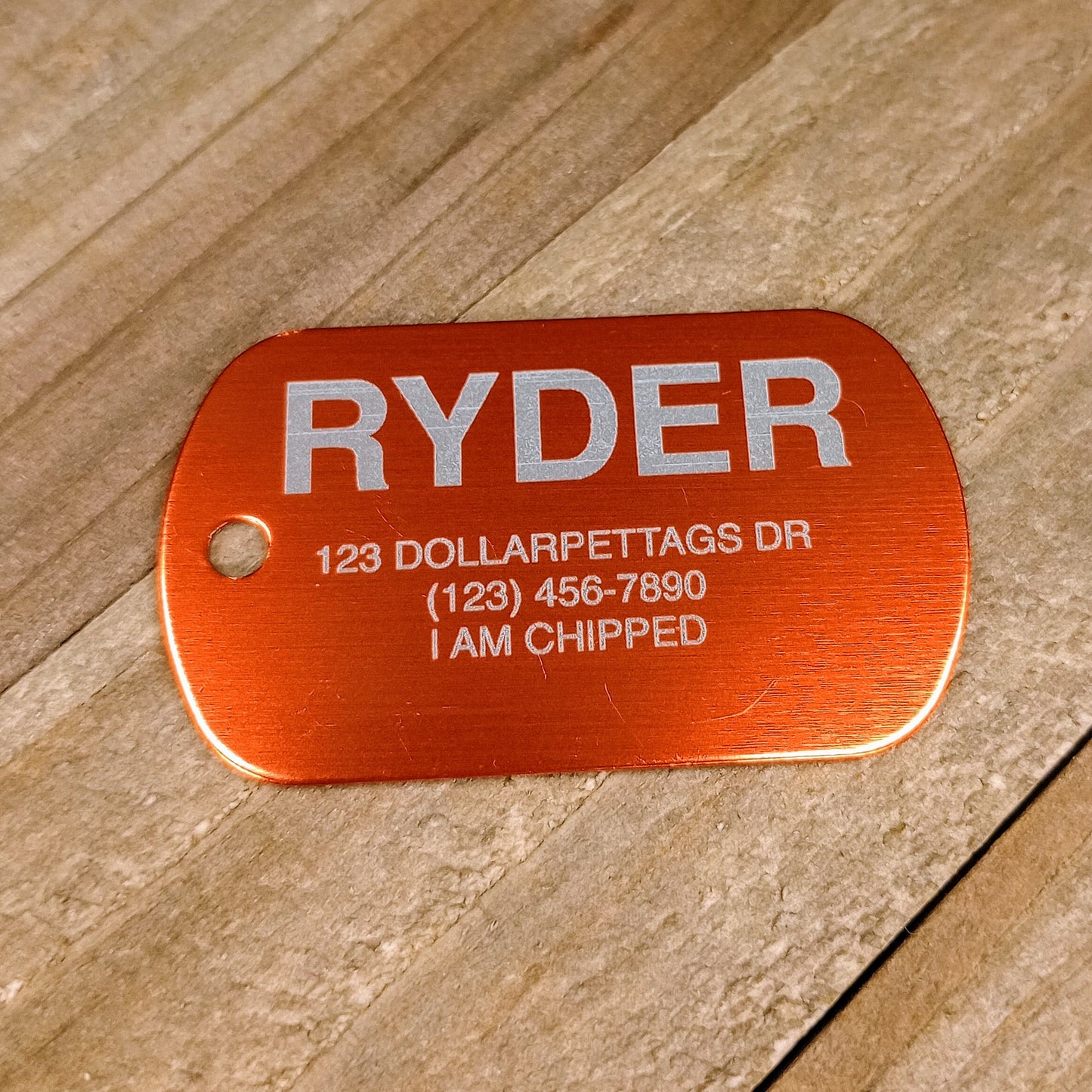 Orange Military Style Pet Tag.