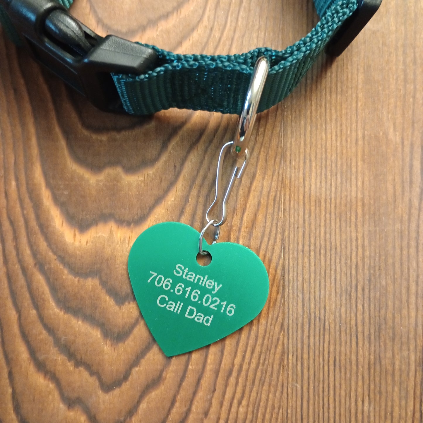 Green Heart Shaped Pet Tag