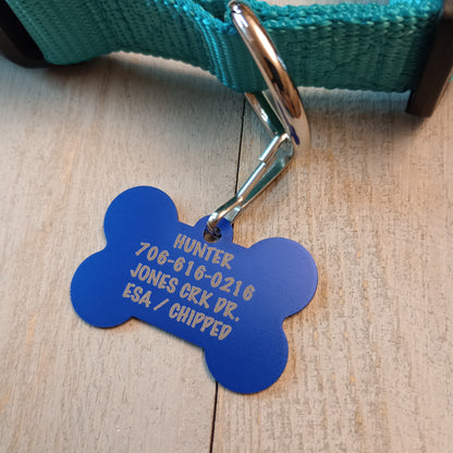 Dark Blue Bone Shaped Pet Tag