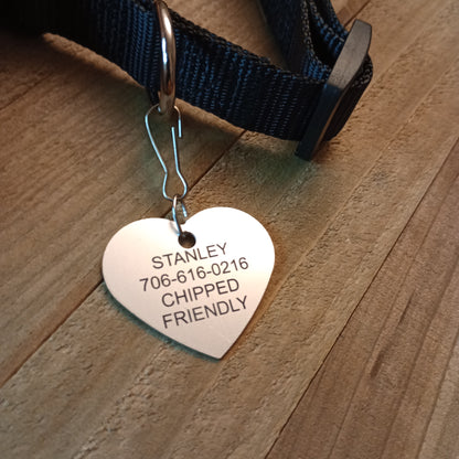 Silver Colored Heart Shaped Pet Tag