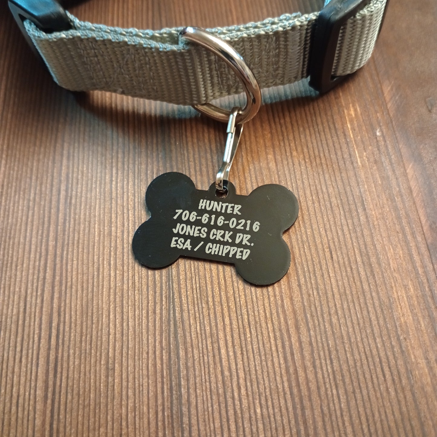 Black Bone Shaped Pet Tag