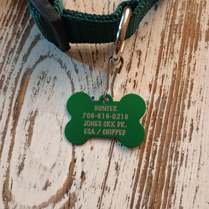 Green Bone Shaped Pet Tag.