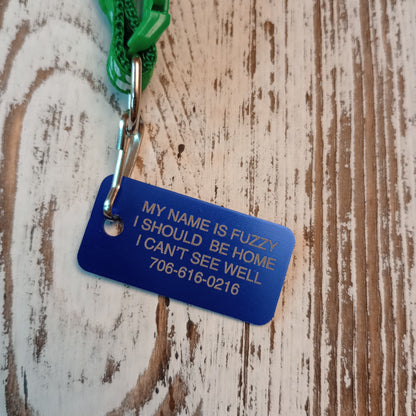 Dark Blue Rectangular Pet Tag