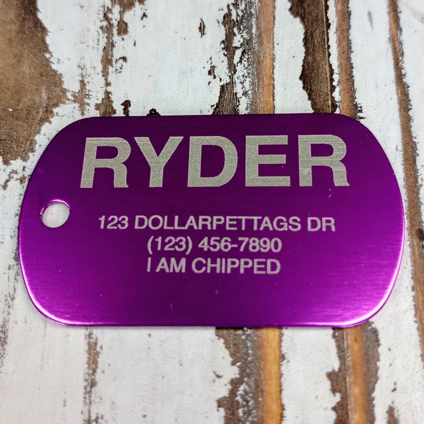 Purple Military Style Pet Tag