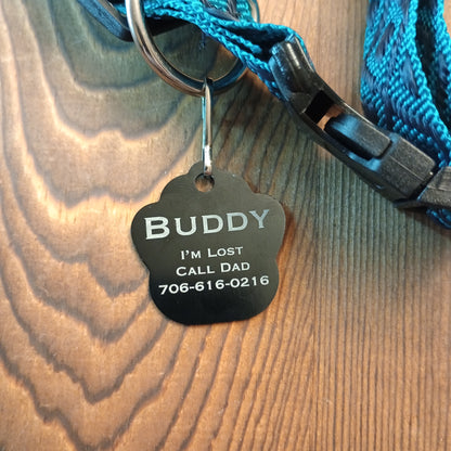 Black Large Paw Pet Tag (1.4 inch)