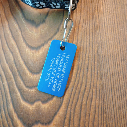 Light Blue Rectangular Pet Tag