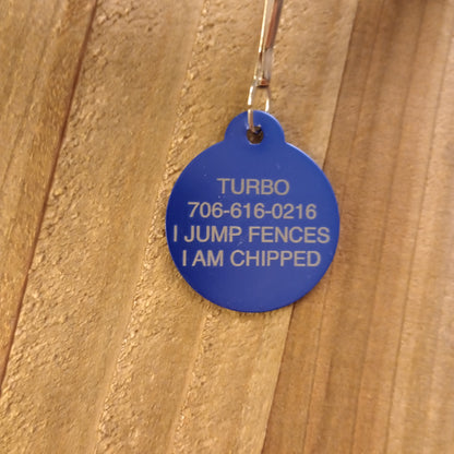 Blue Round Pet Tag 1.25 inch