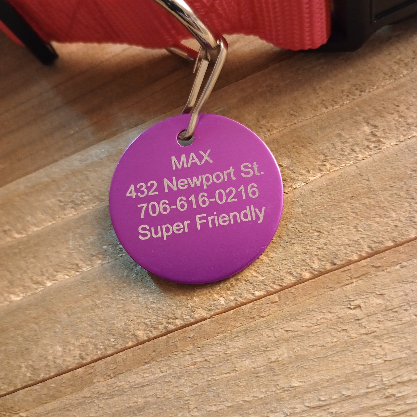 Purple Round Pet Tag (1.4 inch)