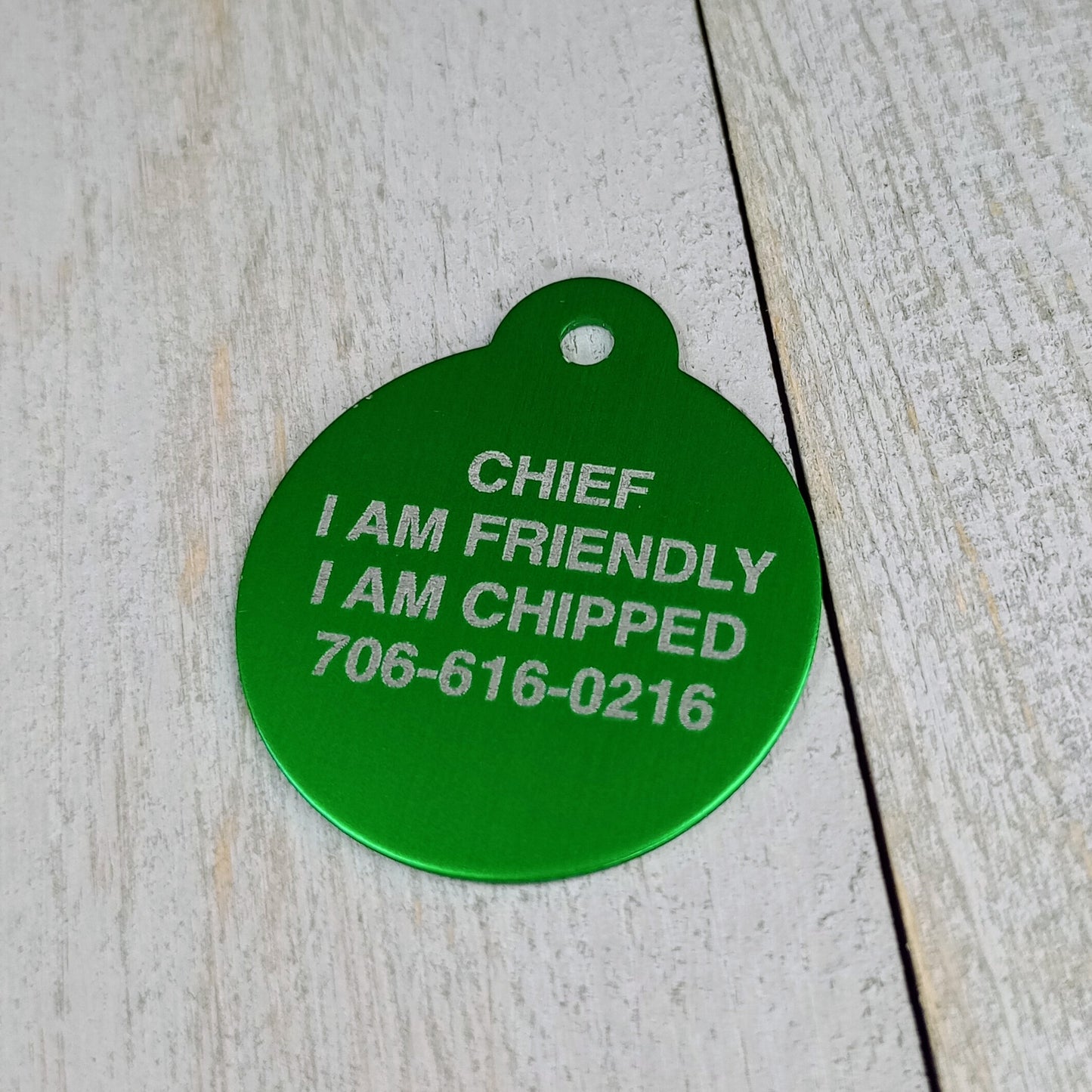 Green Round Pet Tag 1.25 inch