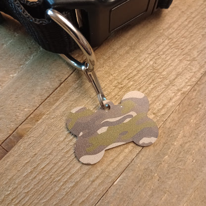 Woodland Green Camo Bone Shaped Pet Tag