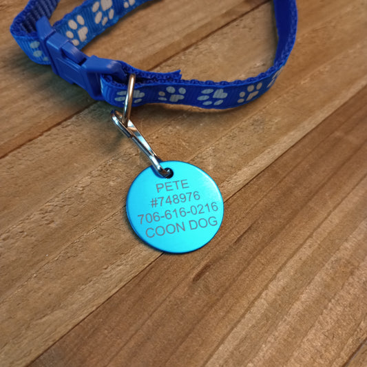 Light Blue Round Pet Tag