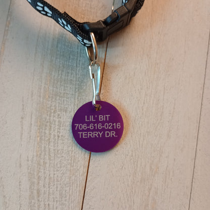 Purple Round Pet Tag