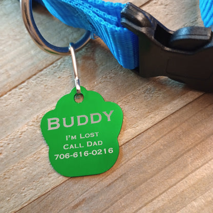 Green Large Paw Pet Tag (1.4 inch)