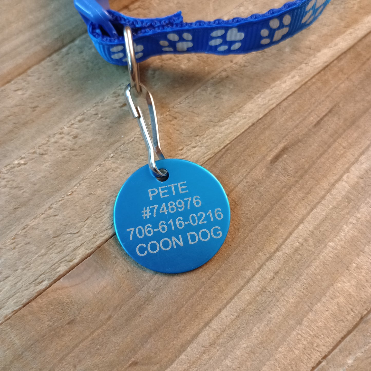 Light Blue Round Pet Tag