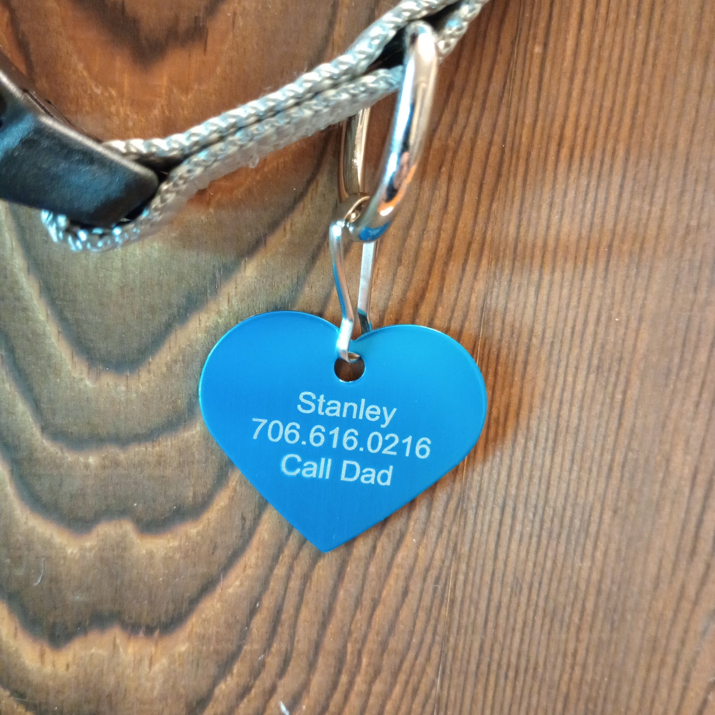 Light Blue Heart Shaped Pet Tag