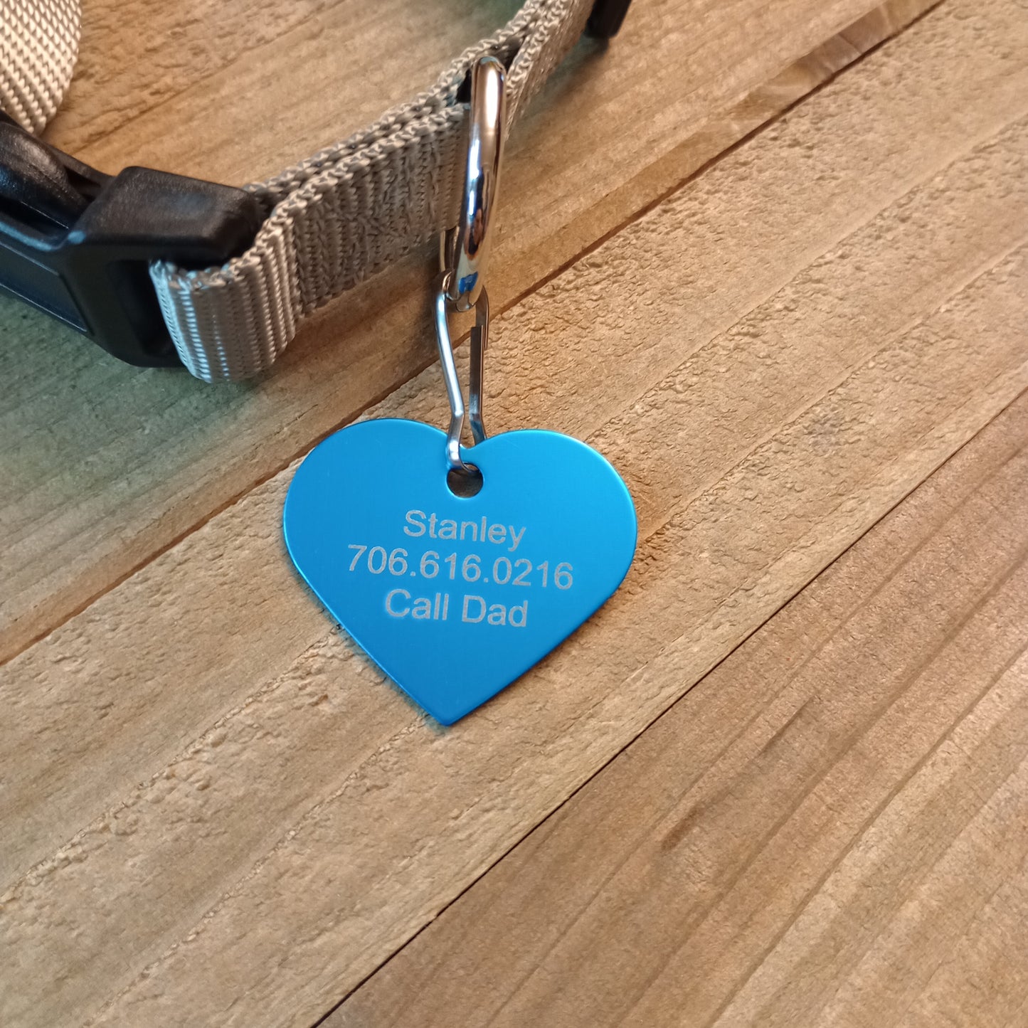 Light Blue Heart Shaped Pet Tag