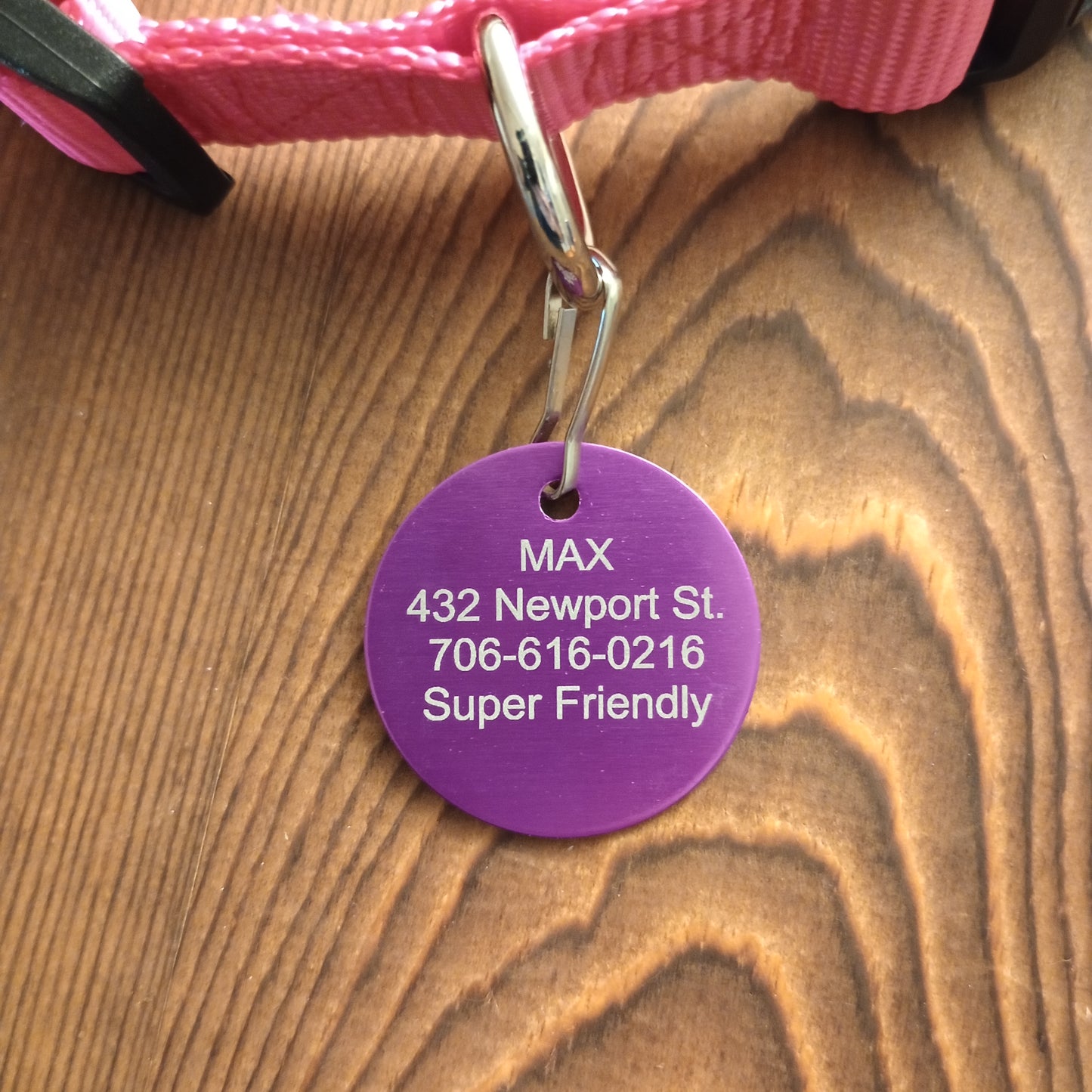 Purple Round Pet Tag (1.4 inch)