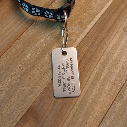 Silver Colored Rectangular Pet Tag